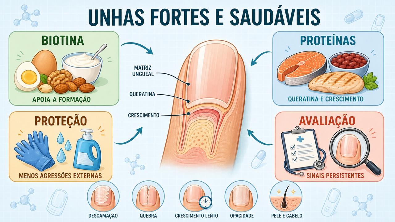 Biotina, proteínas, proteção e avaliação formam os pilares das unhas saudáveis.