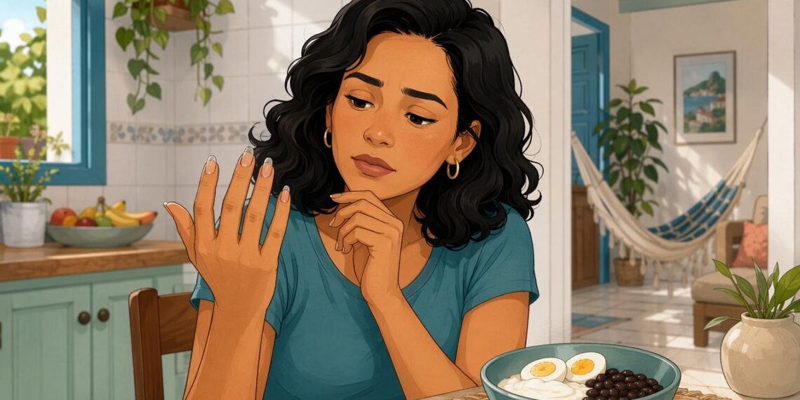 As unhas fracas e quebradiças não se devem apenas ao esmalte, mas sim à carência de biotina e proteínas