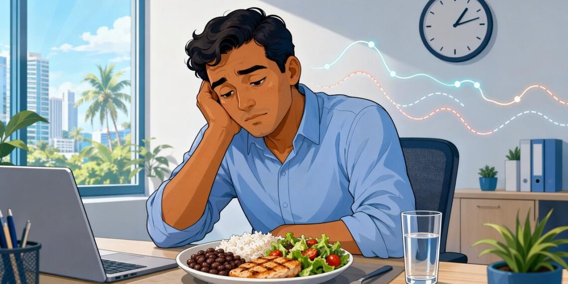 Cansaço logo após o almoço nem sempre é só digestão e pode indicar oscilação da glicose
