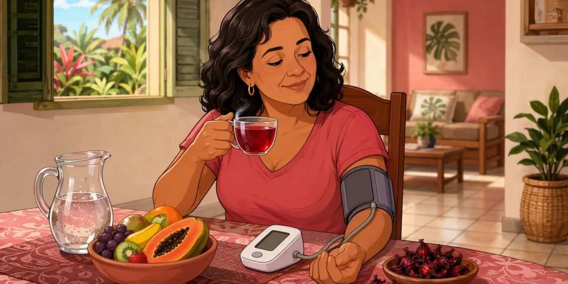 Chá de hibisco para pressão alta: o que a ciência realmente diz sobre seu efeito na hipertensão leve