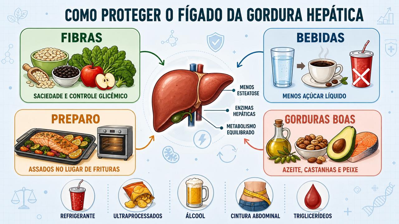 Fibras, menos açúcar, bons preparos e gorduras boas favorecem a saúde hepática.