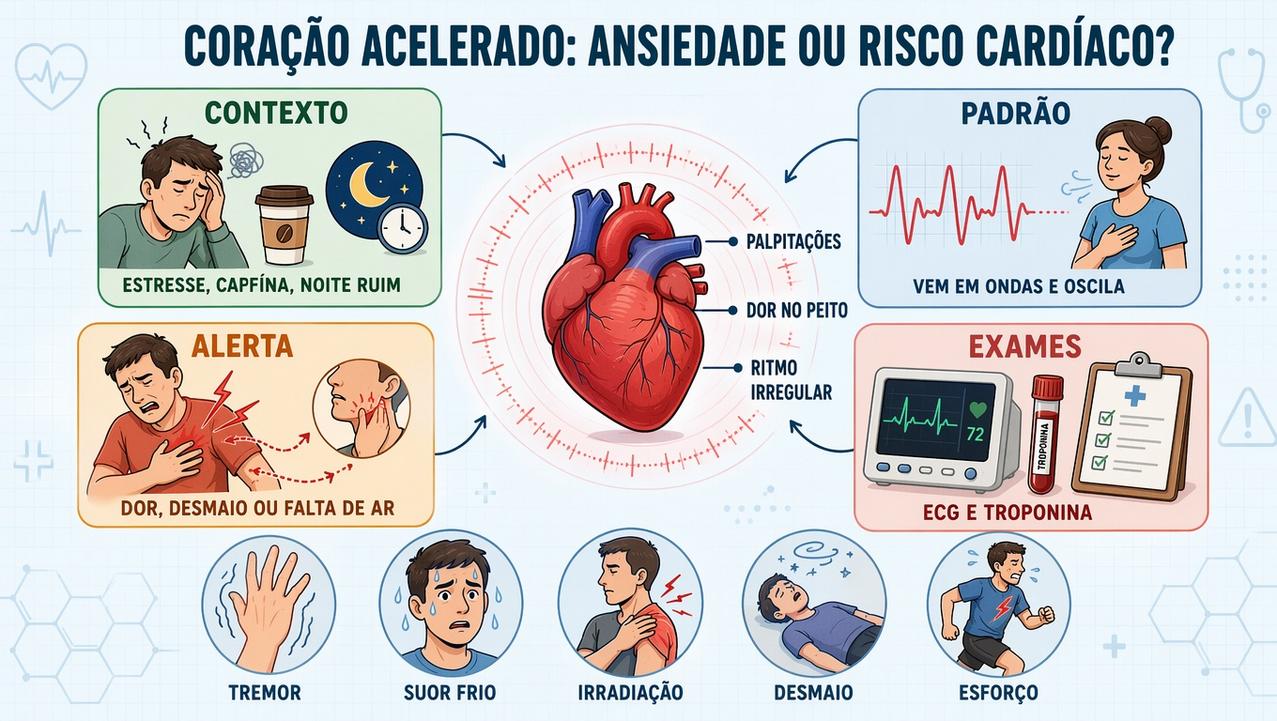 Infográfico resume contexto, padrão, alertas e exames para diferenciar os quadros.