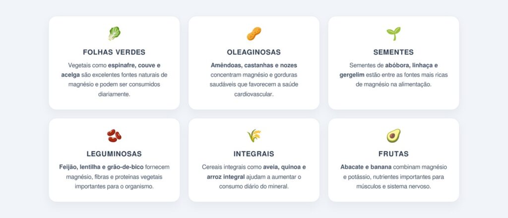 Quais alimentos são ricos em magnésio?