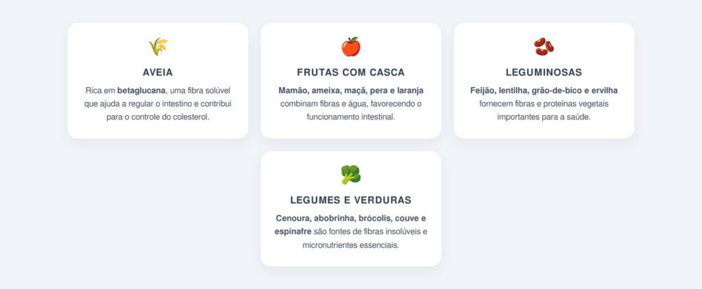Quais são as quatro fontes de fibras mais indicadas?