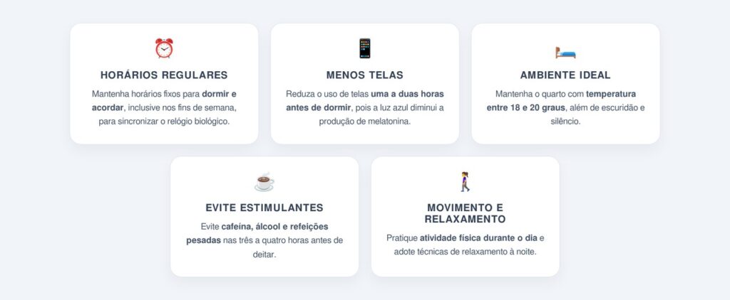 Quais são as cinco recomendações para dormir melhor?