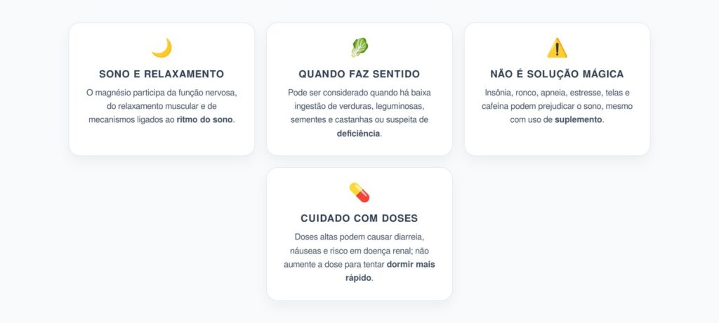 Magnésio para Dormir: Quando Pode Ajudar e Quando Exige Cautela