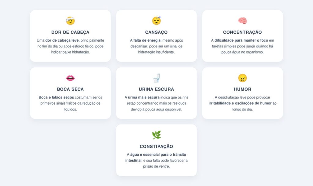 Quais sinais indicam que falta água no organismo?