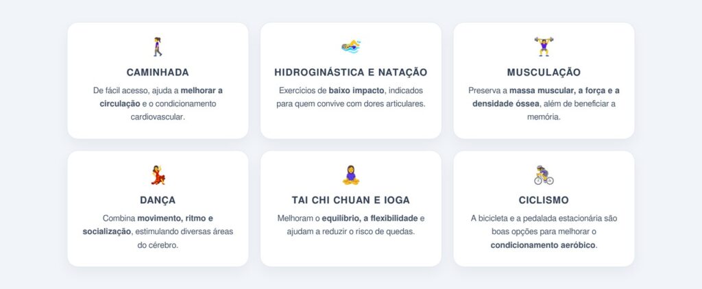 Quais tipos de exercício são mais indicados após os 60?