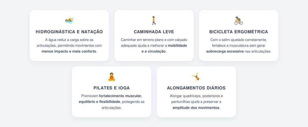 Quais exercícios de baixo impacto são mais indicados?