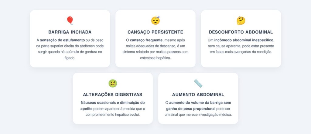 Quais são os sintomas da esteatose hepática?