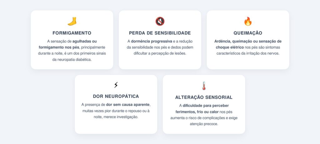 Quais sinais sugerem neuropatia diabética?