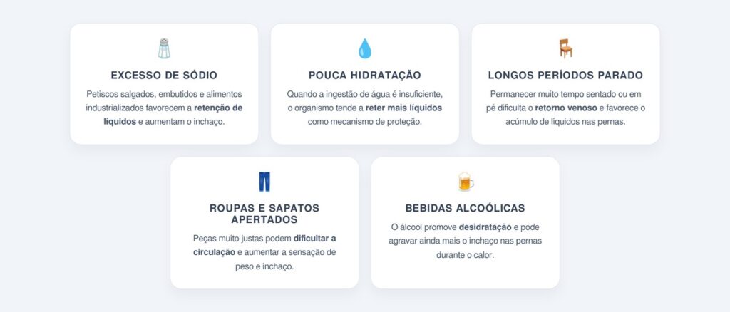 Que outros fatores pioram o inchaço no verão?