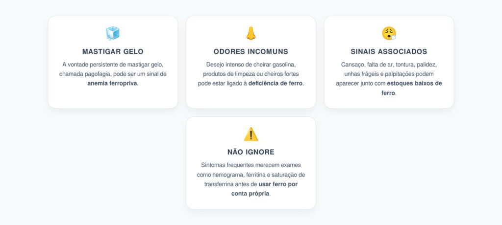 Mastigar Gelo ou Cheirar Coisas Incomuns: Sinais Curiosos de Anemia Ferropriva