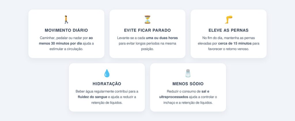 Quais hábitos diários favorecem a circulação?