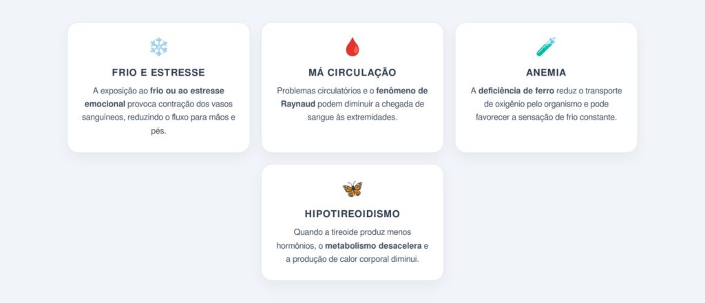Quais são os 4 principais motivos para mãos e pés frios?