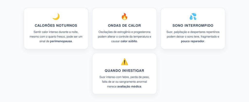 Calorões Noturnos na Perimenopausa: O Sinal Hormonal Que Bagunça o Sono