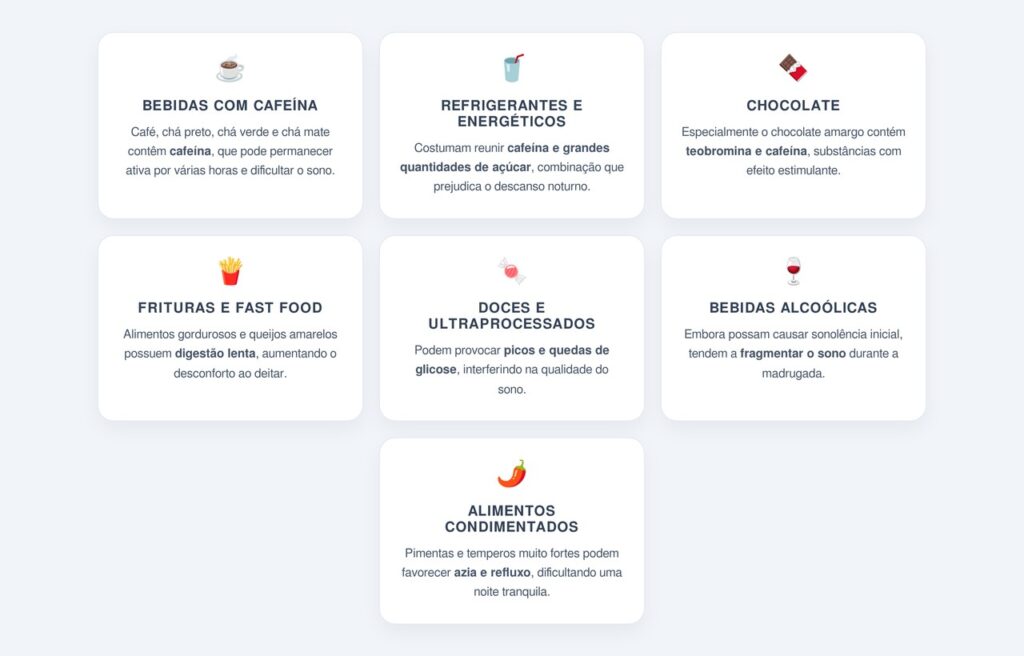 Quais alimentos e bebidas evitar antes de dormir?