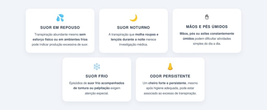 Quais sinais indicam que o suor está em excesso?