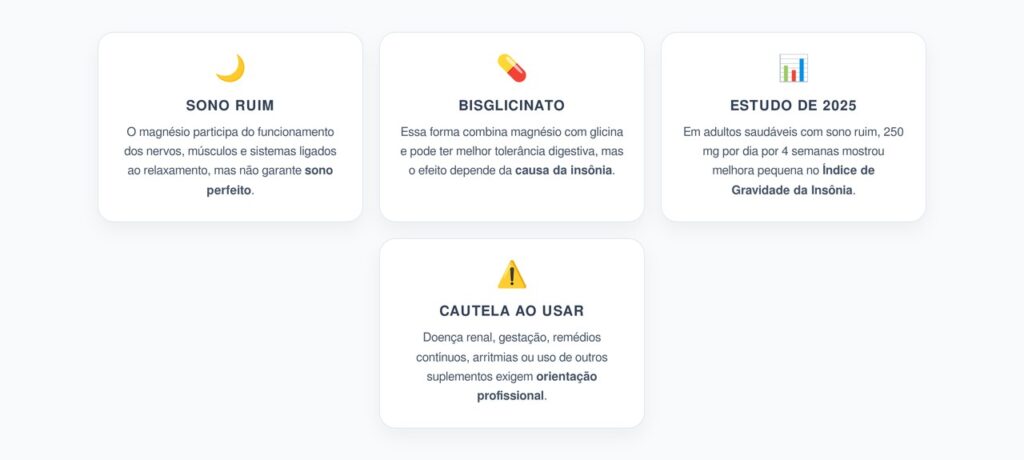 Magnésio Bisglicinato Para Dormir: Benefício Modesto e Cuidados Antes de Suplementar