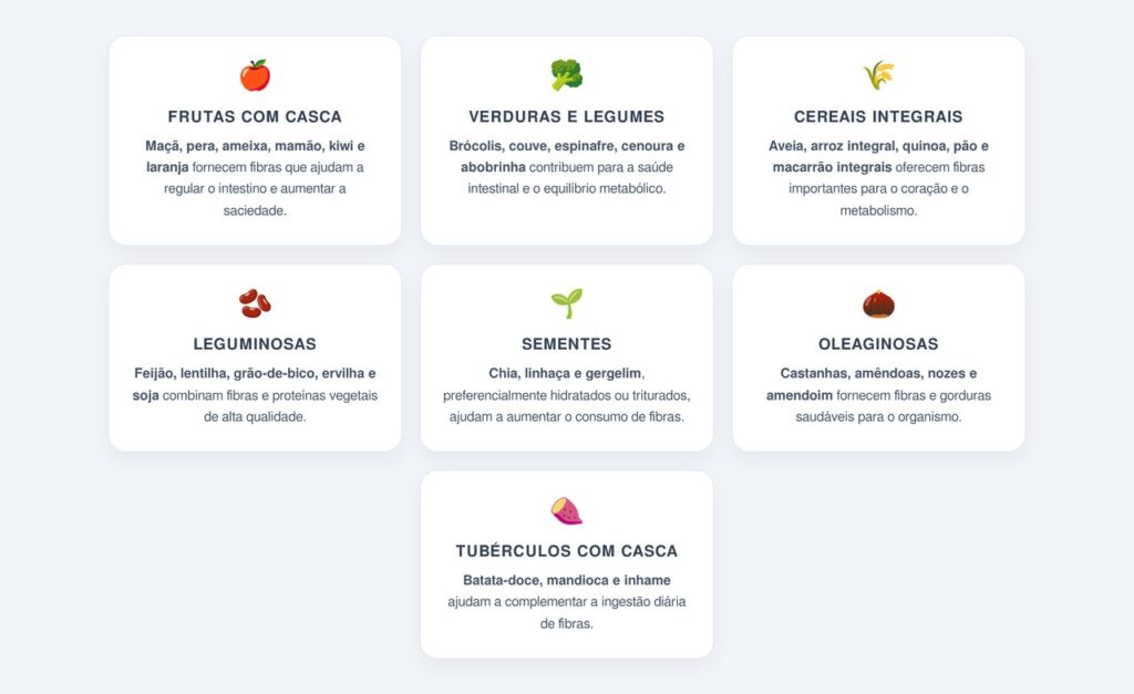Quais alimentos são boas fontes de fibras?