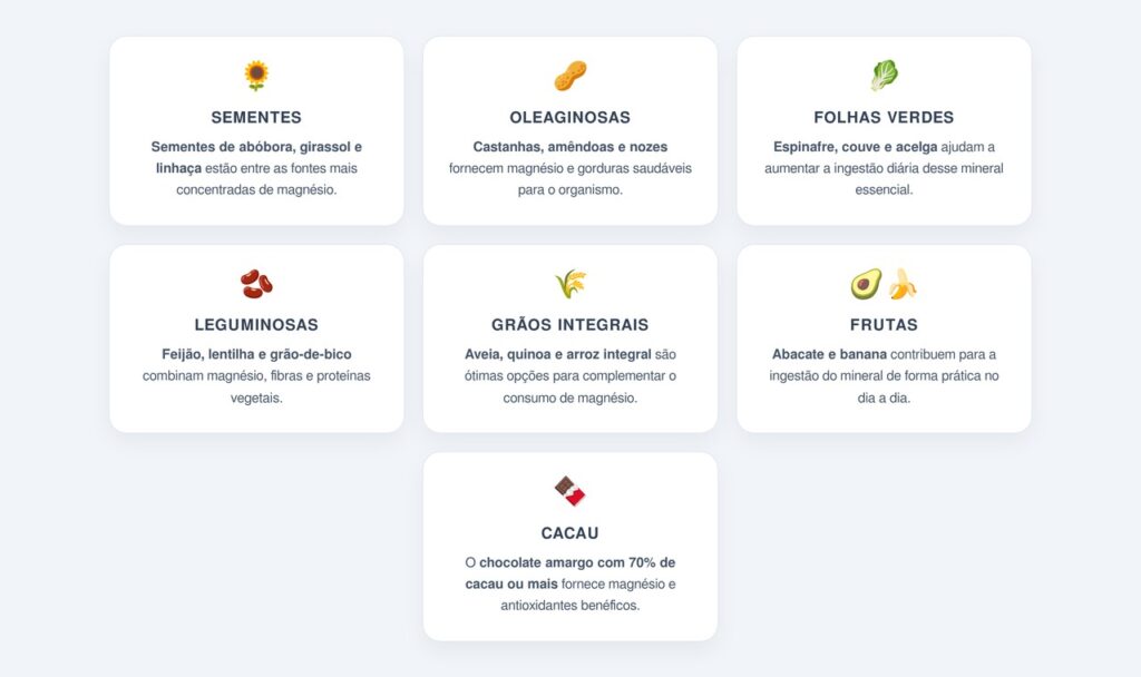 Quais alimentos são boas fontes de magnésio?