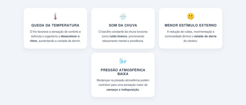 Outros fatores que aumentam o sono em dias chuvosos