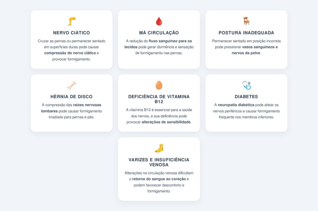 Quais são as principais causas do formigamento ao sentar?