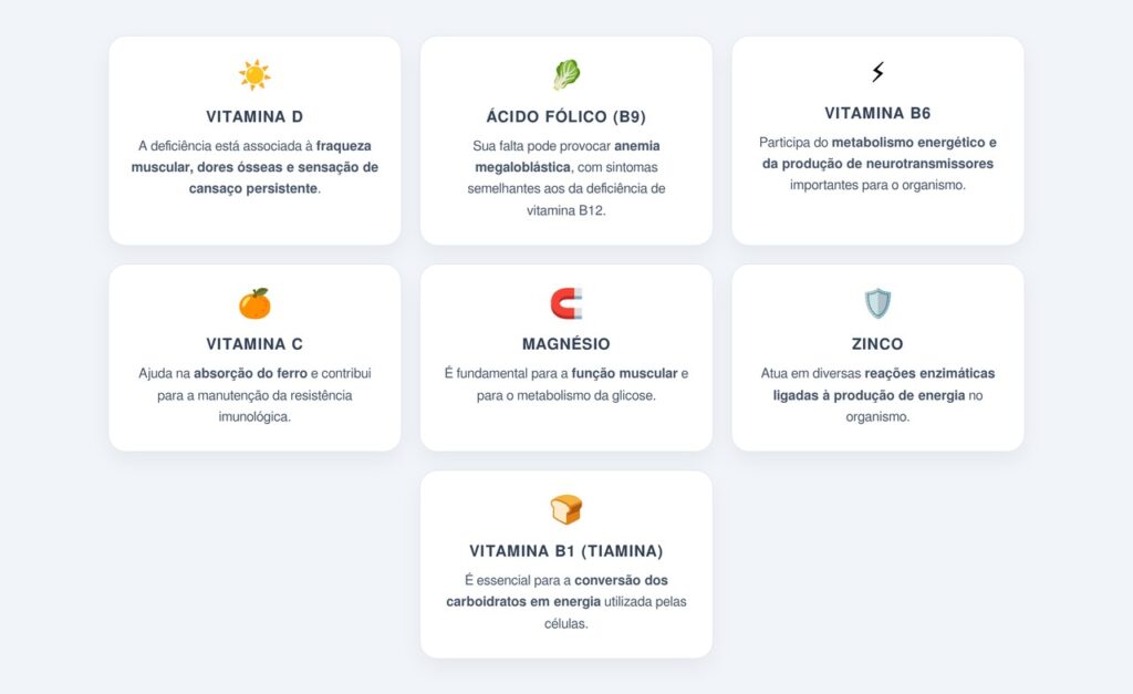 Quais outras carências podem causar fadiga?