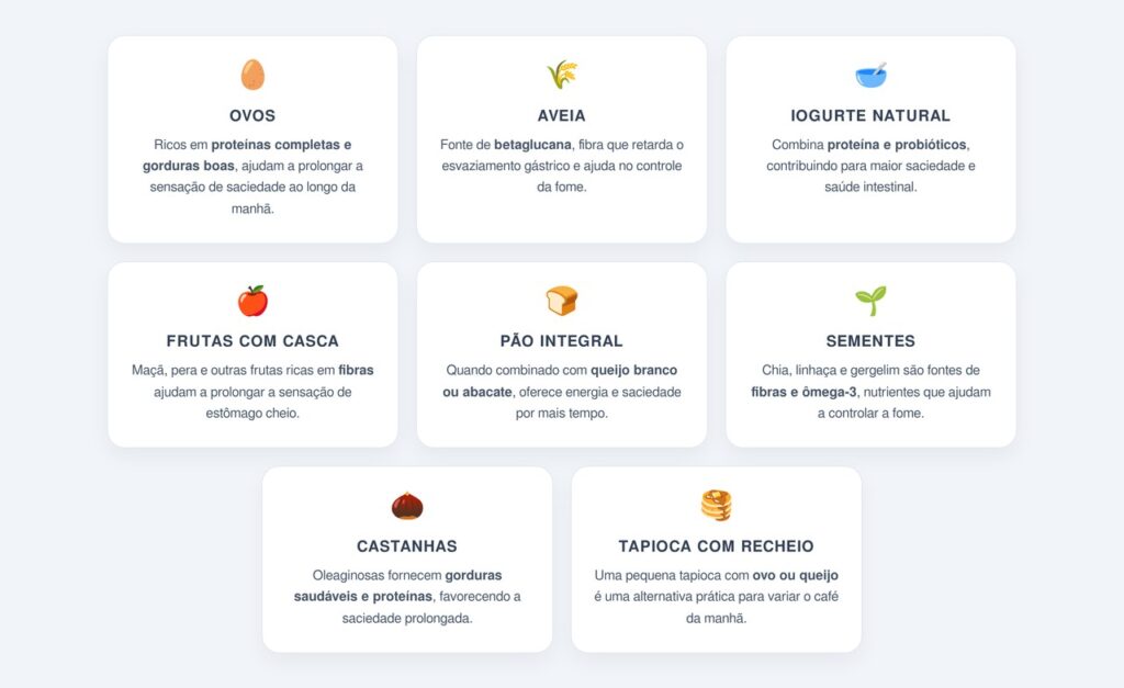 Quais alimentos garantem saciedade até o almoço?