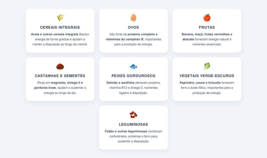 Quais alimentos ajudam a aumentar a disposição?