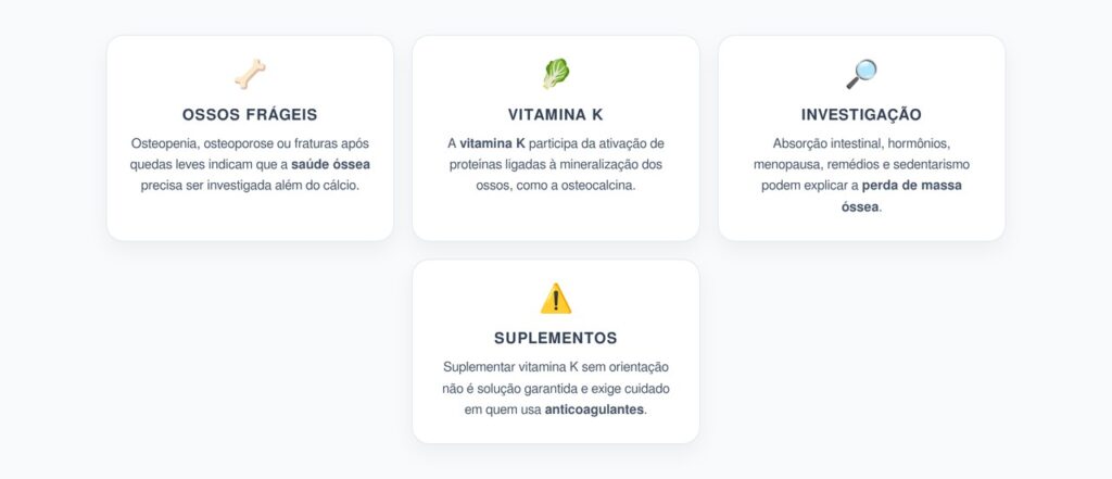 Ossos Frágeis: Onde a Vitamina K Entra Sem Promessa Milagrosa