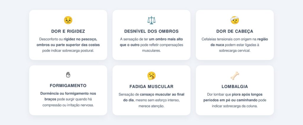 Quais são os sinais de sobrecarga na coluna?