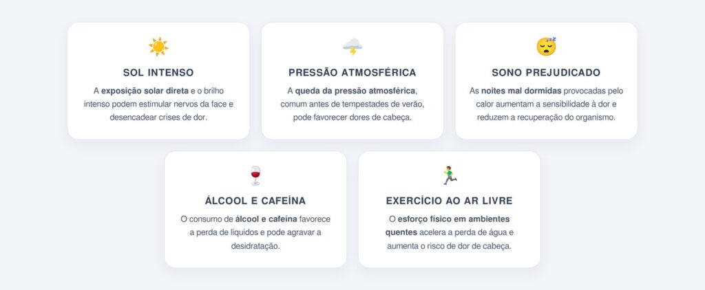 Quais outros fatores agravam a dor no calor?