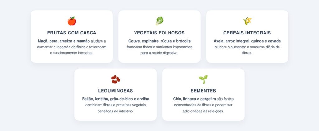 Quais alimentos ajudam a aumentar o consumo de fibras?