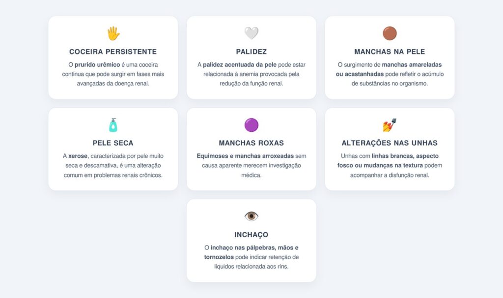 Quais sinais na pele podem indicar problemas renais?