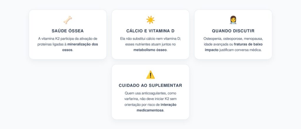 Vitamina K2 e Ossos: Quando Conversar Sobre Ela com Cálcio e Vitamina D