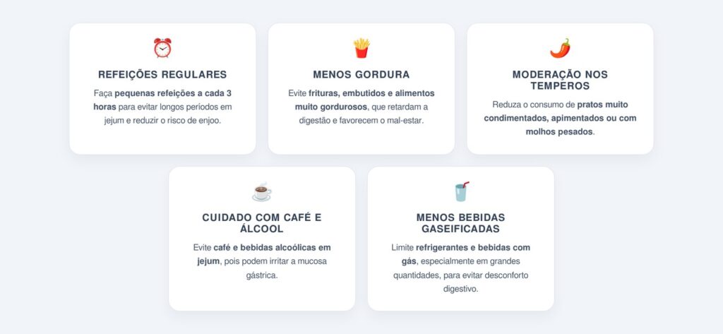Quais hábitos alimentares ajudam a evitar o enjoo?