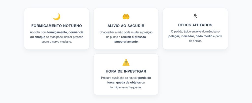 Chacoalhar a Mão à Noite: Sinal de Túnel do Carpo