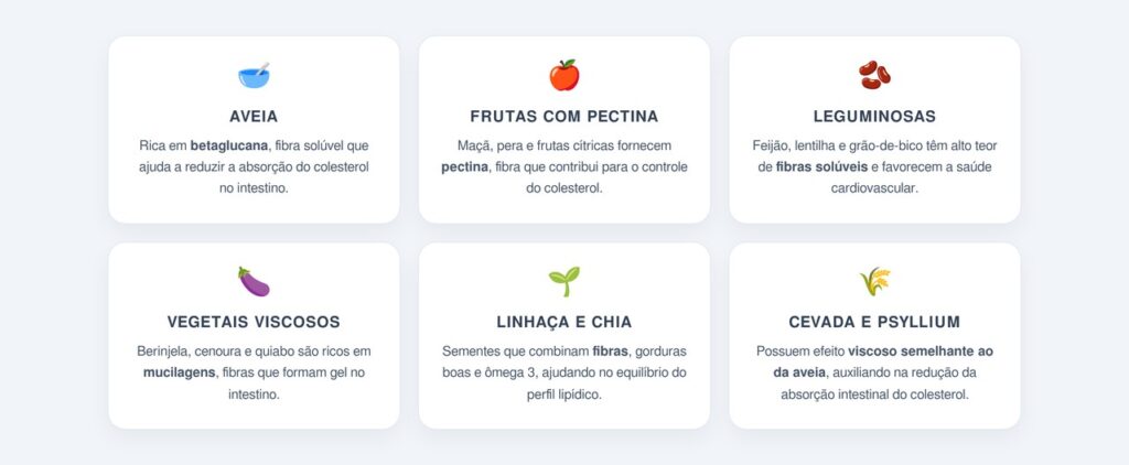 Quais alimentos ricos em fibras ajudam a baixar o colesterol?
