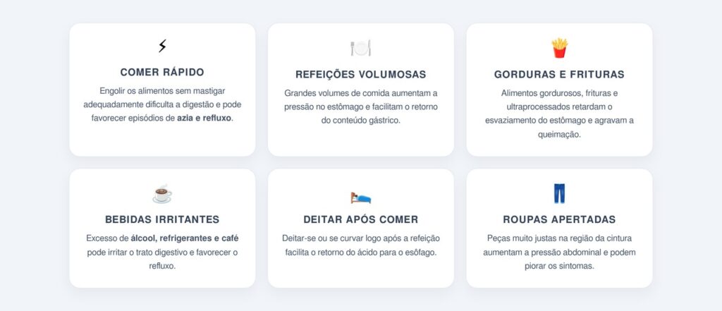 Quais hábitos favorecem a queimação?