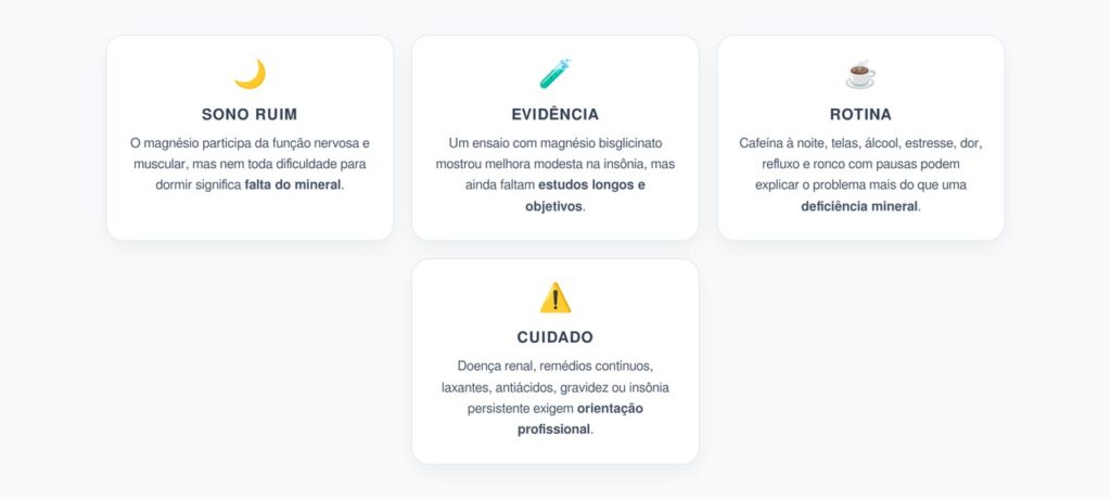 Magnésio Para Dormir: O Que Saber Antes de Transformar Cápsula em Solução Universal