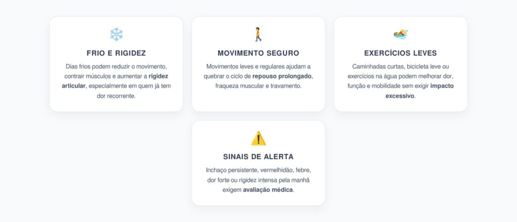 Dor nas Articulações no Frio: Como Quebrar o Ciclo de Repouso e Rigidez