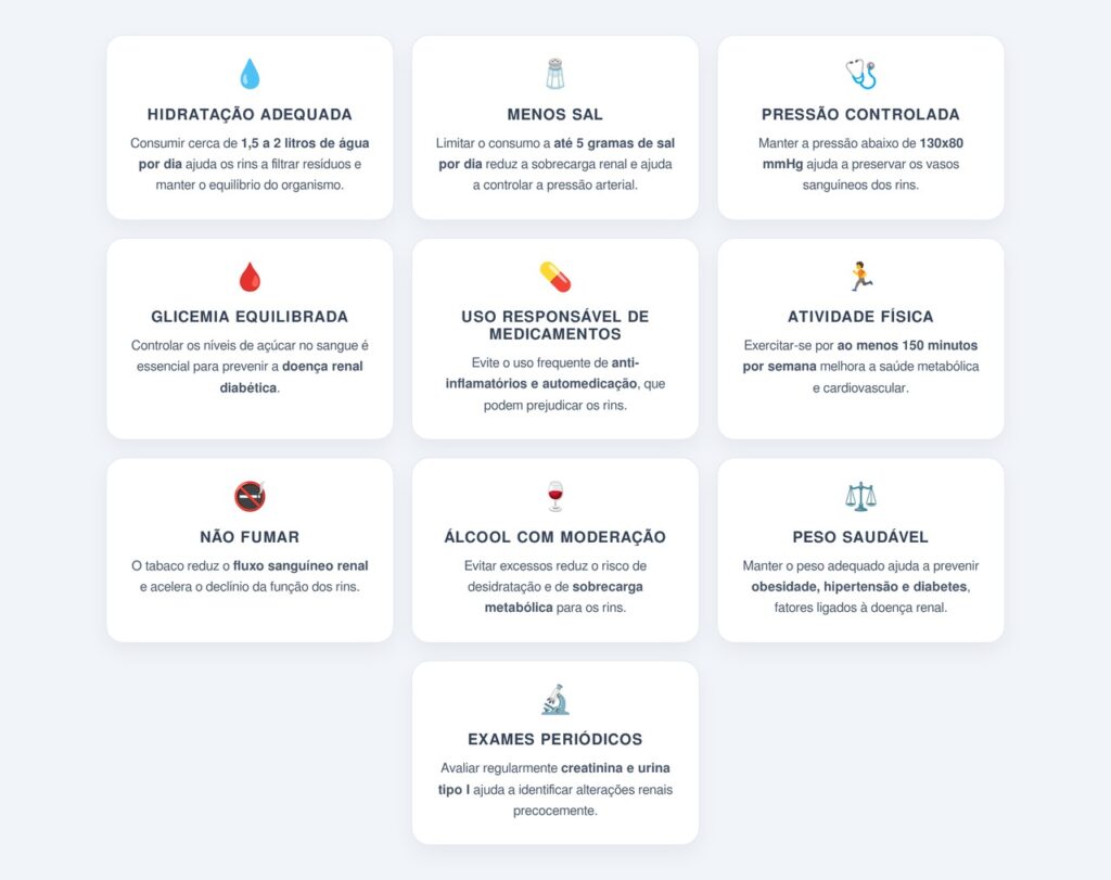 Quais são os 10 hábitos que protegem os rins?