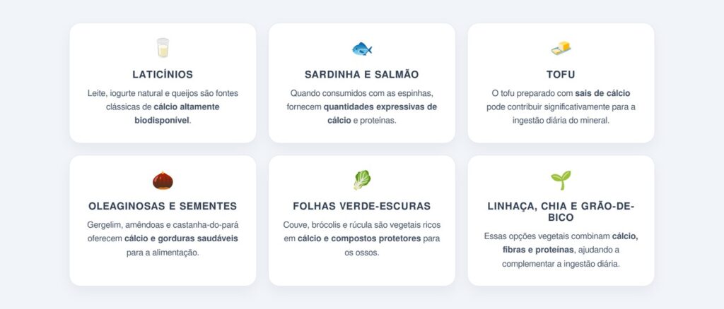 Quais alimentos são boas fontes de cálcio?