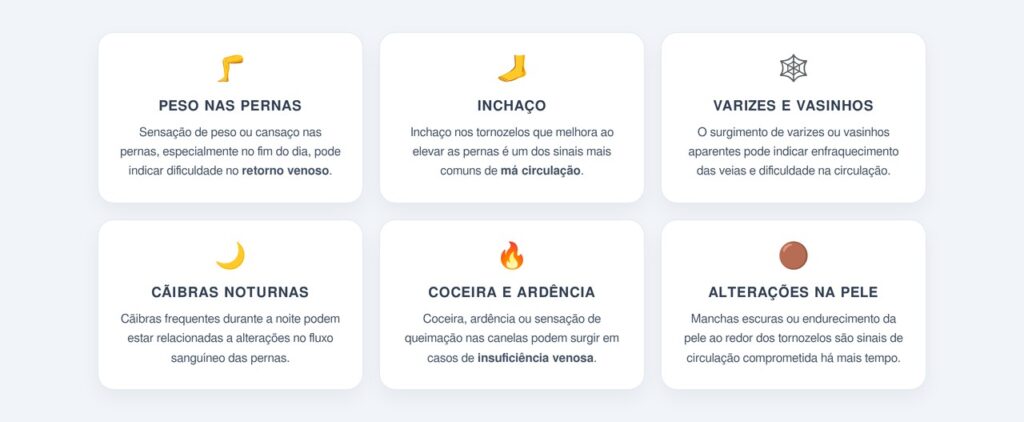 Quais são os principais sinais de problema na circulação?