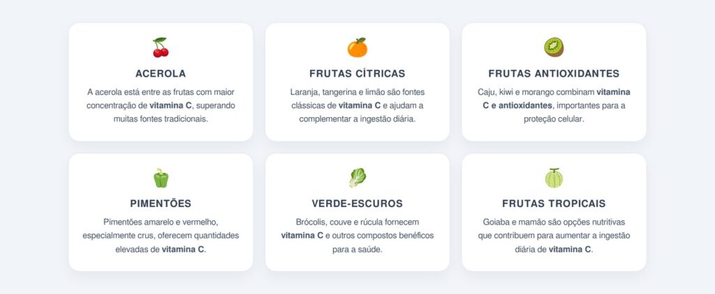 Quais alimentos são ricos em vitamina C?