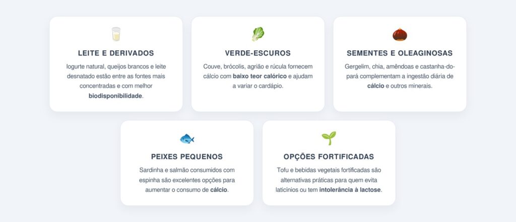 Quais alimentos garantem cálcio na rotina?