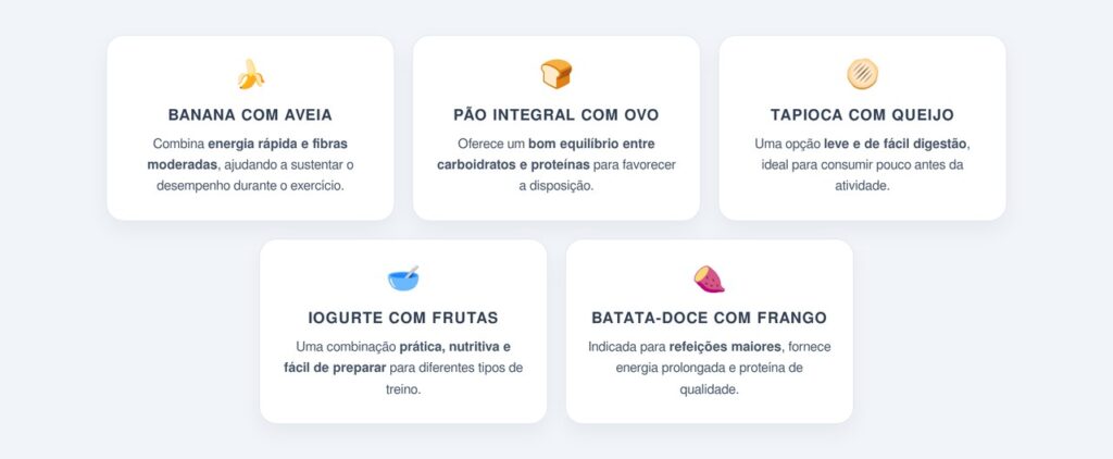 Quais alimentos escolher antes da atividade?