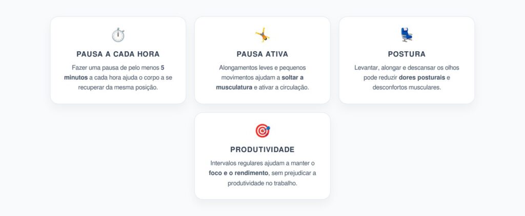 Pausas Ativas no Trabalho: 5 Minutos para Reduzir Dores e Melhorar o Foco