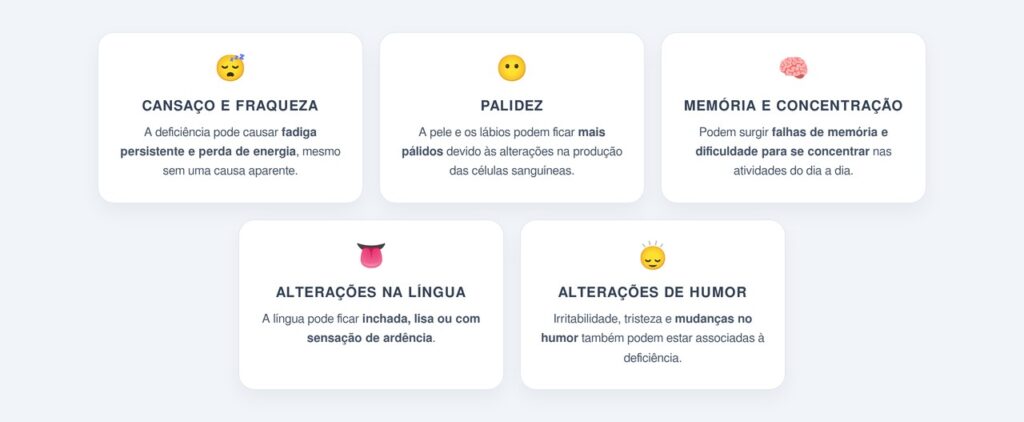 Quais outros sintomas indicam falta de B12?